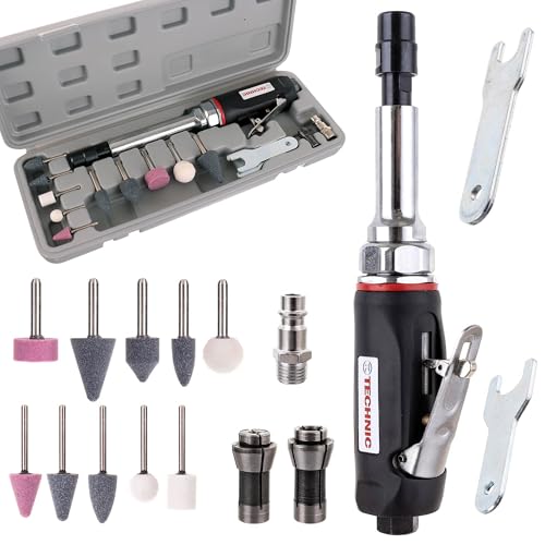 TC TECHNIC - Stabschleifer Set, Luftschleifer Geradschleifer Set mit Accessoires - Satz Schleifsteine in vielen Formen - 6mm und 3mm, Druckluft Schleifgerät - 25.000 Umdrehungen pro Minute TC TECHNIC - Stabschleifer Set, Luftschleifer Geradschleifer Set mit Accessoires - Satz Schleifsteine in vielen Formen - 6mm und 3mm, Druckluft Schleifgerät - 25.000 Umdrehungen pro Minute von TC TECHNIC