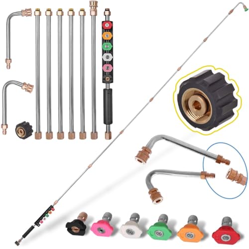 TC Technic Teleskoplanze mit M22x1,5 Innengewinde – kompatibel mit Kärcher HD/HDS Hochdruckreiniger (kein Easy!Lock) – 280 cm modular – Set mit Winkellanzen – 160 bar von TC Technic