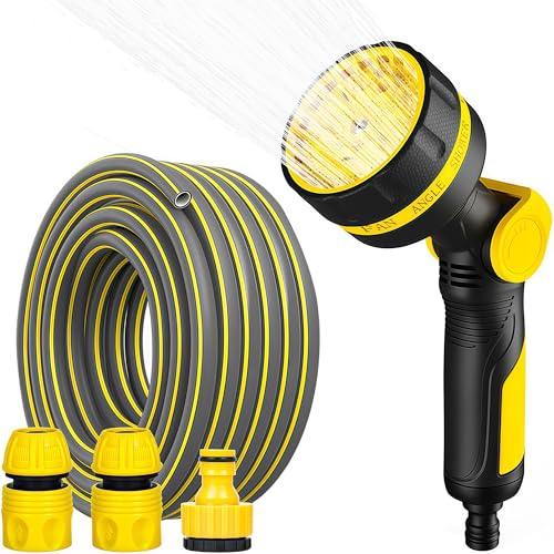 Gartenschlauch 20m Gartenschlauch 1/2 Zoll (13mm) Schlauchrohre für Garten 40 Bar Hochbelastbar Schlauchleitung Flexibel Robust Gurtbar Knickschutz Gelb/Schwarz (20m mit Systemteile) von TC0XHD