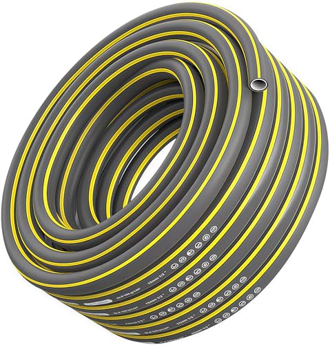 Gartenschlauch 20m/65FT Gartenschlauch 1/2 Zoll (13mm) Schlauchrohre für Garten 40 Bar Hochbelastbar Schlauchleitung Flexibel Robust Gurtbar Knickschutz Gelb/Schwarz (20m ohne Systemteile) von TC0XHD