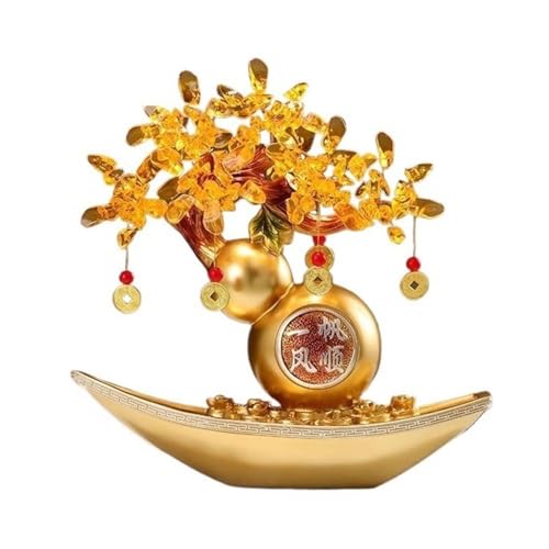 Kristallgeldbaum Tisch-Glücksbaum aus Kristall, sanfte Segeldekoration for das Büro zur Einweihung Kristalle Bonsai(Gold) von TCDHICY