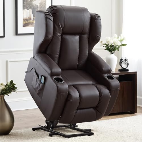 TCGBKAF Elektrischer Sessel mit Aufstehhilfe Senioren, Fernsehsessel Elektrisch Verstellbar Relaxsessel mit Liegefunktion, Massagesessel mit Wärmefunktion, TV Sessel Wohnzimmer Möbel (1, Braun) von TCGBKAF