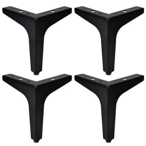 TCHOSUZ 10 cm Möbelfüße, 4 Stück Metallfüße für Sofa, Couchtisch, Schränke, TV-Schränke, Nachttisch & Schubladen – bis 800 KG Tragfähig Möbelfüße Inklusive Schrauben (4 Zoll, Schwarz) von TCHOSUZ