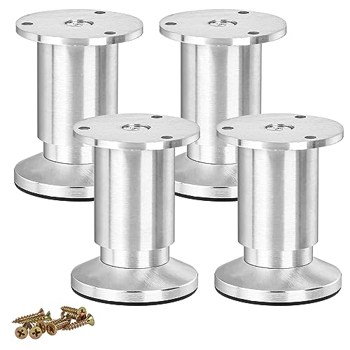 TCHOSUZ 15cm / 6 Zoll Metall Möbelfüße, 4er Set Aluminium Rund Verstellbar Silber Möbelbeine DIY Ersatz für Schreibtisch Schrank Kabinett Couch Ottomane Stühle Sofa von TCHOSUZ