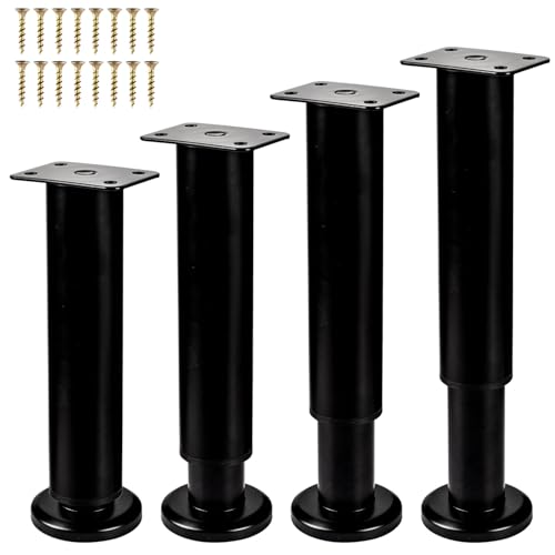 TCHOSUZ 4 x Möbelfüße Verstellbar, Möbelfüße Höhenverstellbar 8-12.5cm Sockelfüße Tischfüße Möbelbeine für Schrank Fernsehschrank Bett Sofa Nachttisch Lehrstuhl Badezimmerschrank - Schwarz TCHOSUZ 4 x Möbelfüße Verstellbar, Möbelfüße Höhenverstellbar 8-12.5cm Sockelfüße Tischfüße Möbelbeine für Schrank Fernsehschrank Bett Sofa Nachttisch Lehrstuhl Badezimmerschrank - Schwarz von TCHOSUZ
