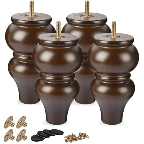 TCHOSUZ Möbelbeine aus Holz, 20 cm, Set mit 4 massiven Hartholz-Ersatzfüßen für Sofa, Couch, Stuhl, Ottomane, Kommode, Schrank, Couchtisch – M8 vorgebohrte Schraubenlöcher – Walnuss TCHOSUZ Möbelbeine aus Holz, 20 cm, Set mit 4 massiven Hartholz-Ersatzfüßen für Sofa, Couch, Stuhl, Ottomane, Kommode, Schrank, Couchtisch – M8 vorgebohrte Schraubenlöcher – Walnuss von TCHOSUZ
