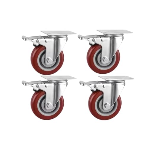 4 Stück 4 Zoll/3 Zoll Lenkrollen, Schwere Universal-Lenkrollen Mit 360°-Schwenkbremse, Rollen for Möbel, Trageplattform, Trolley, Haushalt(4pcs 3inch Brake) von TCHWLGXS