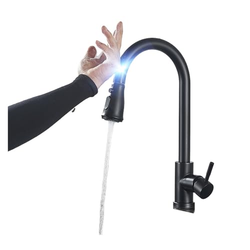 Herausziehbarer Sensor Schwarzer Küchenhahn Sensitive Touch Control Wasserhahn Mischbatterie for Die Küche Touch Sensor Küchenmischbatterie(Black C) von TCHWLGXS