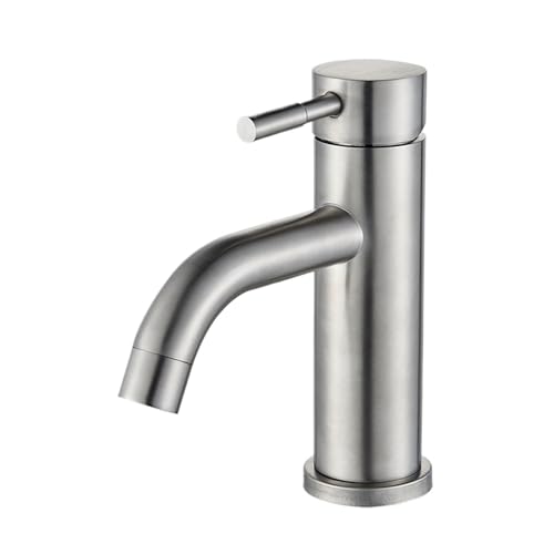 Kompatibel Mit Senlesen Mattschwarzer Badezimmer-Waschbeckenhahn Aus Messing, Deckmontage, Kurzer Oder Hoher Mischbatterie For Heißes Und Kaltes Wasser, Kran For Aufsatzwaschbecken(Brushed Nickel) von TCHWLGXS