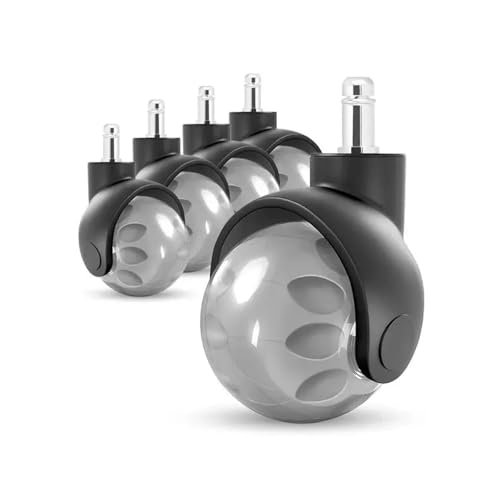 TCHWLGXS (5 Packungen) 2 Zoll M11 Bürostuhlrollen, Hochleistungs-Lenkrollen, Schnelle Und Leise Rollen, Universell Passend for Schreibtischstühle(White) von TCHWLGXS