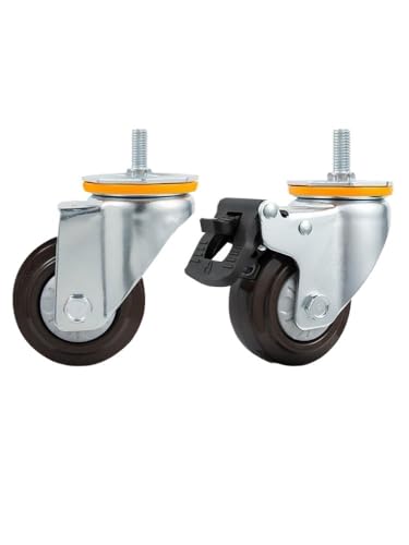 TCHWLGXS 1 Stück 4 Zoll M14/M16 Schraube Universalrad Mit Bremsgummiwelle Lenkrolle Stille Maschine Einzellast 112KG(M16-Universal) von TCHWLGXS