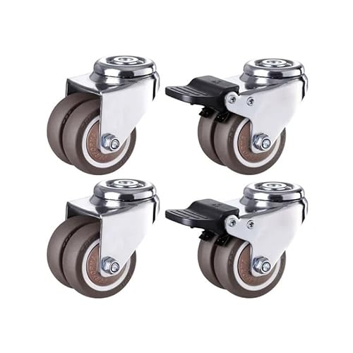 TCHWLGXS 2-Zoll-Schwerlast-Lenkrollen Mit 8,2-mm-Löchern, Feststellbare Ersatzrollen for Industrie, Maschinen Und Möbel, 4er-Set(Type 2) von TCHWLGXS