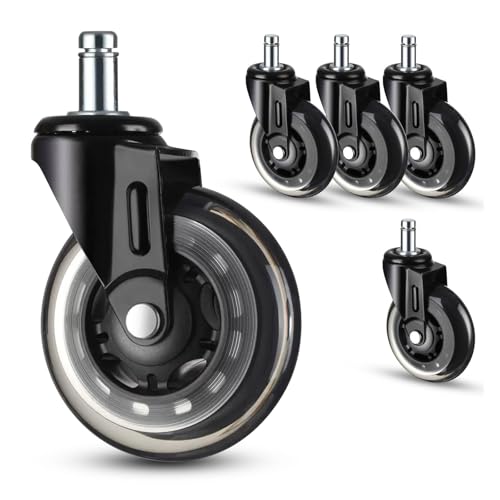 TCHWLGXS 3 Zoll Lenkrolle Gummi Sichere Rollen Ersatzrad 10 Mm/11mm Bürostuhlrollen 5 Stück Drehbare Rolle for Möbel(10mm) von TCHWLGXS