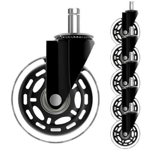TCHWLGXS 5 Stücke Universal Baby Essen Stuhl Rad Befestigung 3 Zoll Gummi 360 Grad Koliken for Möbel Caster Heavy Duty Sicher Roll Ruhig(11MM) von TCHWLGXS