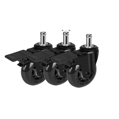 TCHWLGXS Bürostuhlrollen Mit Bremse, 3-Zoll-Universalrollen, Geeignet for Teppich- Und Hartholzböden, Universell Passend for Die Meisten Stühle(3pcs 10mm,2.5in) von TCHWLGXS