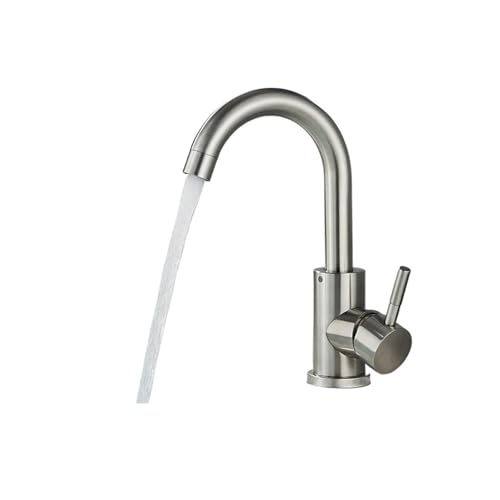 TCHWLGXS Kompatibel Mit Shinesia Badezimmer-Waschbeckenhahn, Mattschwarz-Serie, for Waschbecken, Edelstahl, Warm- Und Kaltwasser-Mischbatterie, Kran(Brushed Nickel A) von TCHWLGXS