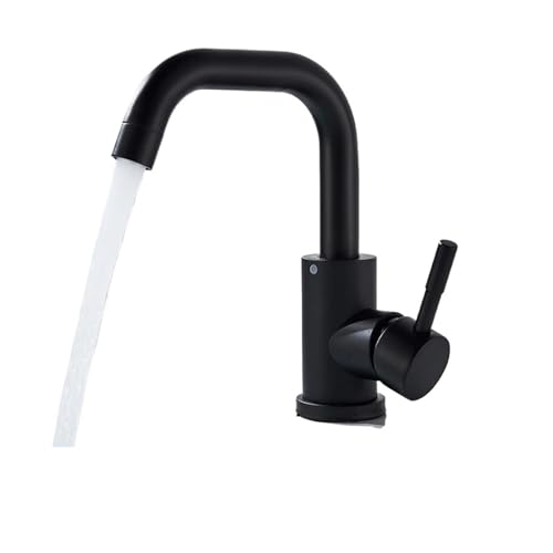TCHWLGXS Kompatibel Mit Shinesia Badezimmer-Waschbeckenhahn, Mattschwarz-Serie, for Waschbecken, Edelstahl, Warm- Und Kaltwasser-Mischbatterie, Kran(Matte Black C) von TCHWLGXS