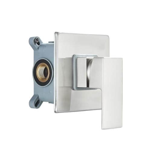 TCHWLGXS Kompatibel Mit Uythner Golden Brass Duscharmatur Mischventil 1-Wege Verdeckte Embedded Box Duschventil Messing-Steuerventil Wandhalterung(Brushed Nickel) von TCHWLGXS