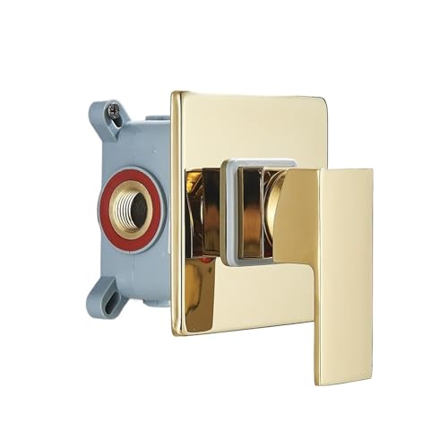 TCHWLGXS Kompatibel Mit Uythner Golden Brass Duscharmatur Mischventil 1-Wege Verdeckte Embedded Box Duschventil Messing-Steuerventil Wandhalterung(Golden) von TCHWLGXS