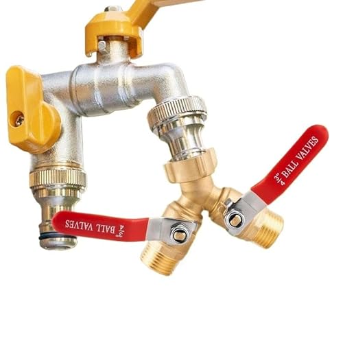 TCHWLGXS Schlauchverteiler, 2-Wege-Wasserhahnverteiler, 2-Wege-Bewässerungsteile Aus Robustem, Rostbeständigem Messing for Den Außenbereich, Camping, Gewächshaus, Bauernhof von TCHWLGXS