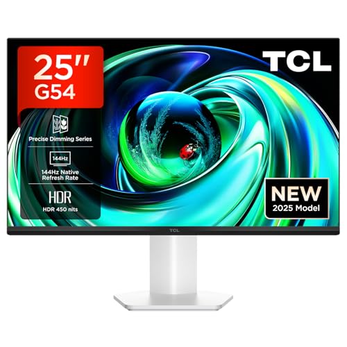 TCL Gaming Monitor 25G54 25″ Mini-LED Monitor, Full-HD-Auflösung, 144Hz, IPS-Panel, 450 Nits, VESA Display HDR 400, 93 % DCI-P3 Farbraum, TÜV Rheinland-Zertifiziert: Flimmerfrei & Low Blue Light von TCL