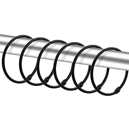 24 Stück Duschvorhangringe, rostfreie dekorative Duschvorhanghaken Metall runde Duschringhaken für Badezimmer Duschstange (schwarz) von TCMAO