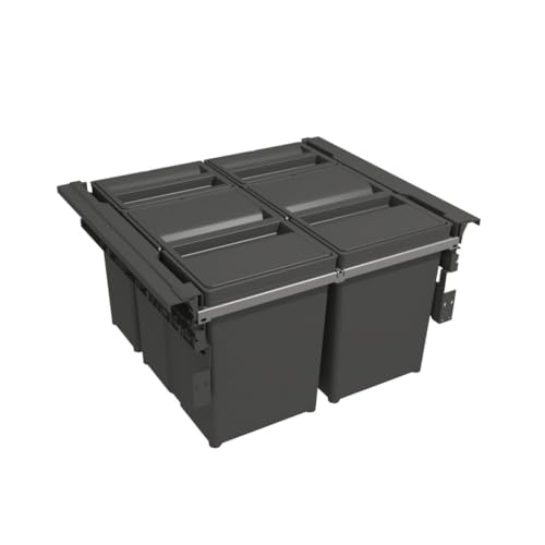 Mülltrennsystem LINEA 560 für 60 cm Spülenunterschrank - Mülleimer Küche Unterschrank (2x 17L + 2x 8 L), Abfalleimer Küche, Mülleimer 4 Fächer, Einbaumülleimer, Doppelmülleimer, Anthrazit von TCO. akcesoria meblowe