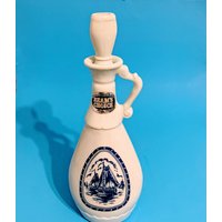 Vintage 1963 Jim Bram - Abrams Choice Keramik Dekanter Delfter Blau Mit Original Beams Aufkleber Und Stopper 4/5 Quart von TCRPillows