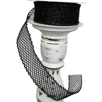 1, 5 "x10Yd Schwarzes Glitzer Netting Verdrahtetes Band - Funkelnder Glamour Für Handwerk, Kranzherstellung Und Dekor | 71113-09-21 von TCTCrafts