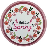 11.75" Rundes Metall Hallo Frühlingsschild, Frühlingsschild Kranz Befestigung, Frühling Blumen Schild, Rosa Dekor von TCTCrafts