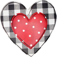 Md0665-12 "Hx30" L Metall Geprägtes Karo Herz Schwarz/Weiß Rot, Valentinstag Zeichen, Buffalo Plaid Kranz Befestigung von TCTCrafts