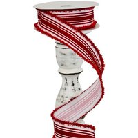 Rga842727-1.5 "x10Yd Roter Samt Gestreift Tinsel Wired Weihnachtsband-Weiß/Rot, Weihnachtsband, Weihnachtsband, Rot Weihnachtsband von TCTCrafts