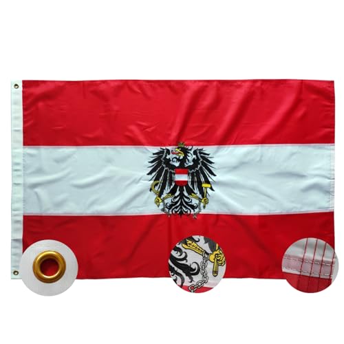 Österreichische Flagge mit adler 90 x 150 cm - Österreich Flagge mit Messing-Ösen 210D Nylon-Material mit Genähten Streifen Premium Flaggen Austrian flag Österreichische Flagge mit adler 90 x 150 cm - Österreich Flagge mit Messing-Ösen 210D Nylon-Material mit Genähten Streifen Premium Flaggen Austrian flag von TCTOHZNG