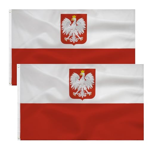 2pcs Polski herb i flaga Polnische Adlerfahnen Flaga polska mit adler 90 x 150 cm- Polnische Flagge Polyester leuchtenden Farben mit Messing-Ösen Polish flag von TCTOHZNG