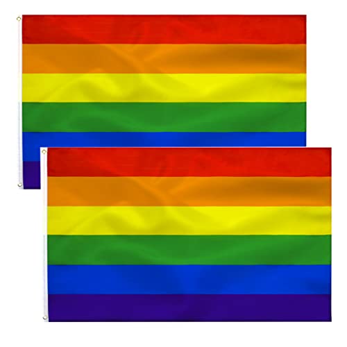 2pcs Gay Pride Flagge Regenbogen flagge 90 x 150 cm - LGBTQ Flag Polyester leuchtenden Farben mit Messing-Ösen,Kann Drinnen und Draußen Verwendet Werden… 2pcs Gay Pride Flagge Regenbogen flagge 90 x 150 cm - LGBTQ Flag Polyester leuchtenden Farben mit Messing-Ösen,Kann Drinnen und Draußen Verwendet Werden… von TCTOHZNG