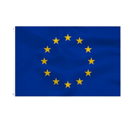 Europa Flagge European Union FLAG 90 x 150 cm- EU Flagge Polyester leuchtenden Farben mit Messing-Ösen von TCTOHZNG