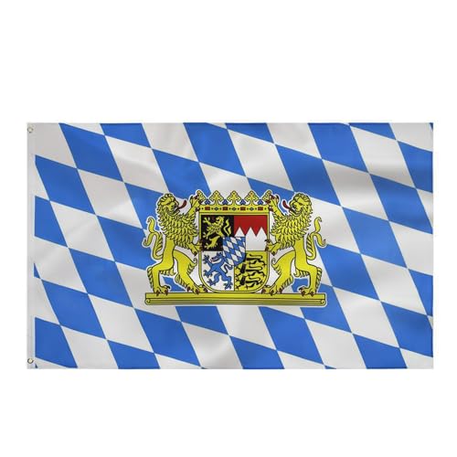Freistaat Bayern Flagge Bayern Fahne 90 x 150 cm- Bayerische Flagge Polyester leuchtenden Farben mit Messing-Ösen Deutschland Fahne von TCTOHZNG