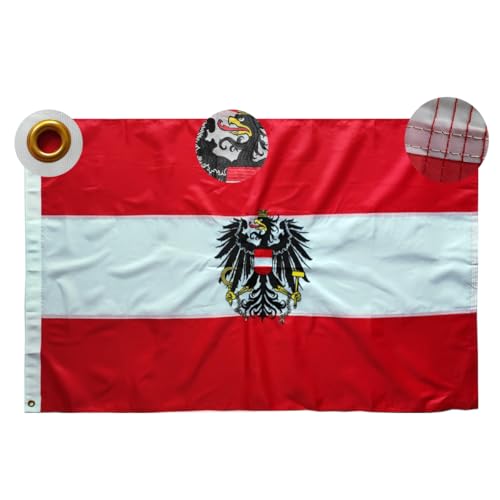 Österreichische Flagge mit adler 60 x 90 cm - Österreich Flagge mit Messing-Ösen 210D Nylon-Material mit Genähten Streifen Premium Flaggen Austrian flag Österreichische Flagge mit adler 60 x 90 cm - Österreich Flagge mit Messing-Ösen 210D Nylon-Material mit Genähten Streifen Premium Flaggen Austrian flag von TCTOHZNG