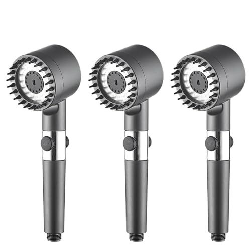 TCVCTNMZTX 1–3 Stück Handbrause for 3 Modi und Massagebürste, Baumwollfilter, Ein-Klick-Stopp, wassersparender Hochdruck-Duschkopf Duschkopf(3Pcs) von TCVCTNMZTX