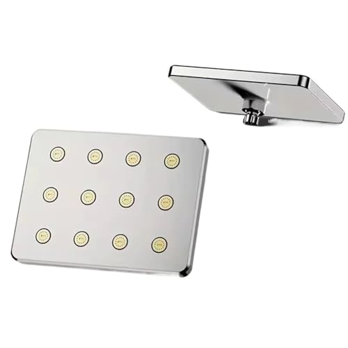 TCVCTNMZTX 1-teiliger Hochdruck-Duschkopf for das Badezimmer, silbrig beschichtet/schwarz, quadratisch, großer Durchfluss, an der Decke montiert, Supercharge-Duschkopf Duschkopf(Top Silver Shower) von TCVCTNMZTX
