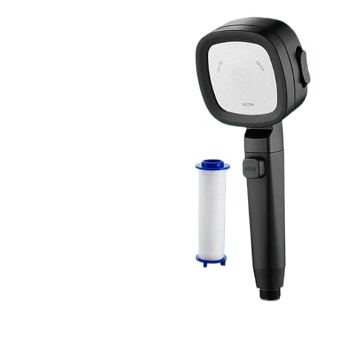 TCVCTNMZTX 12 Zoll Regenduschkopf Badezimmer 360° Einstellbarer Winkel Anti-Clog Silikondüse Wasser Zubehör Set Duschkopf(Black hand shower) von TCVCTNMZTX