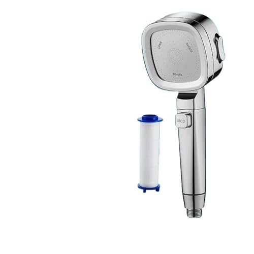 TCVCTNMZTX 12 Zoll Regenduschkopf Badezimmer 360° Einstellbarer Winkel Anti-Clog Silikondüse Wasser Zubehör Set Duschkopf(Silver hand shower) von TCVCTNMZTX