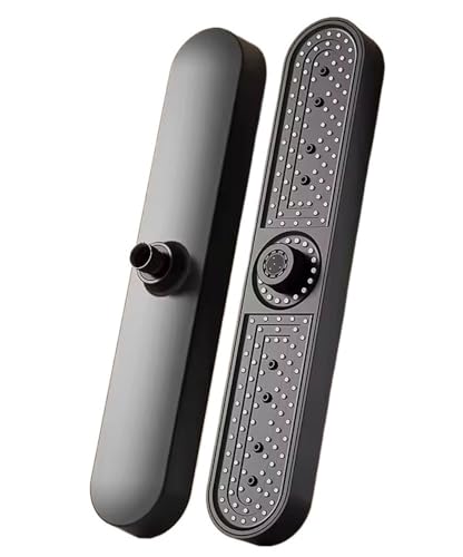 TCVCTNMZTX 19 Zoll Super Big Panel Großer Durchfluss Supercharge Deckenmontierter Duschkopfsatz 3 Modi Hochdruck Wassersparender Duschkopf Duschkopf(Black Top Shower) von TCVCTNMZTX