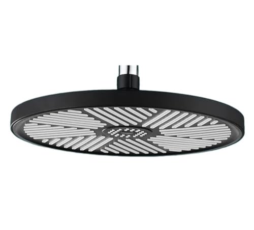 TCVCTNMZTX 255 mm großes Panel Supercharge Wasserfall-Duschkopf, 5 Modi, Hochdruck, großer Durchfluss, Regendusche, Badezimmer-Wasserhahn-Zubehör Duschkopf(Black Top Shower) von TCVCTNMZTX