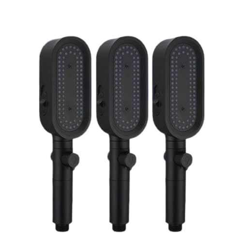 TCVCTNMZTX 3 Modi Leistungsstarker Duschkopf Verstopfungsfrei und leicht zu reinigen Anti-Kalk-Duschkopf Handbrause Flexibler fürs Bad Duschkopf(Black 3pcs) von TCVCTNMZTX