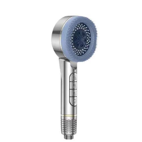 TCVCTNMZTX 4 Modi Selbstreinigendes Duschkopf-Set for Silikonbürste Ein-Tasten-Stopp-Wassermassage Hochdruck-ABS-Duschkopf for Filter Duschkopf(Silver shower) von TCVCTNMZTX