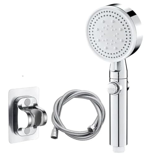 TCVCTNMZTX 5 Modi Duschkopf Verstellbare Duschköpfe for Schlauch Wassersparende One-Key-Stop-Sprühdüse Badezimmerzubehör Duschkopf(Style 1-Sliver set) von TCVCTNMZTX