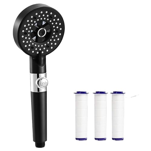 TCVCTNMZTX 5-Modus Badezimmer Dusche Set Stopp-Taste Schwarz Kopf Wasser Sparen Filter Showerhead Zubehör Duschkopf(Black C and filters) von TCVCTNMZTX