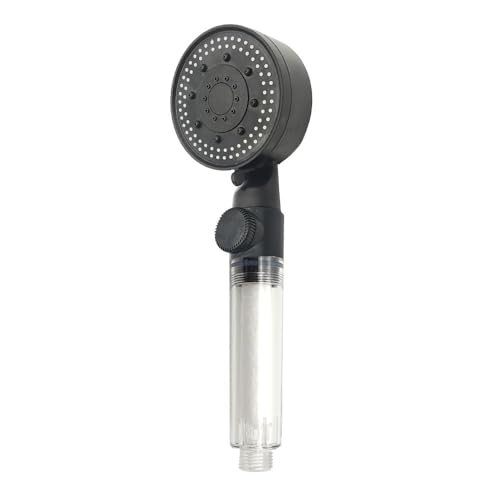 TCVCTNMZTX Big Booster Duschkopf Schwarz Hochdruck-Sprühdüsen for Filter 5 Modi Einstellbarer Badezimmerzubehör Duschkopf(Transparent Black) von TCVCTNMZTX