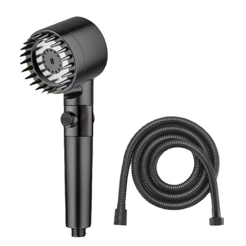 TCVCTNMZTX Dusche for Badezimmerzubehör Dreistufige Einstellung Duschkopf Druckkopf Massageknöpfe Filterset Duschteile Duschkopf(Black suit D) von TCVCTNMZTX